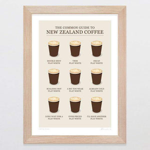 Glenn Jones Art Coffee Guide Art Print Art Print A4 Print / Raw Oak Frame