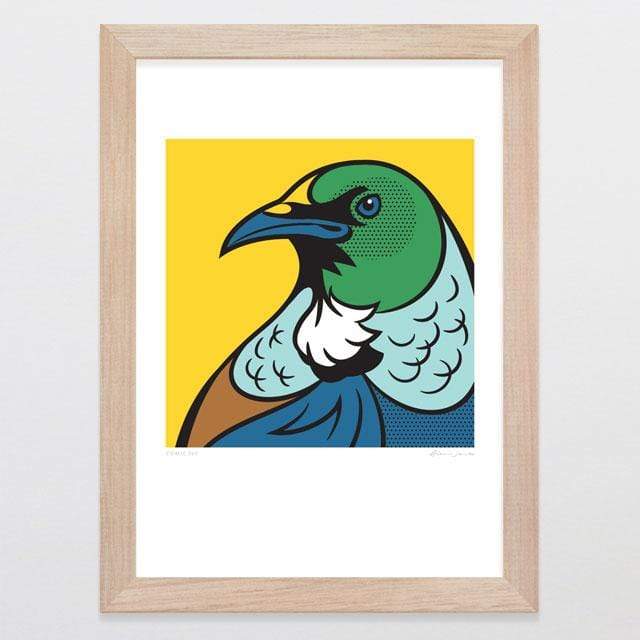 Glenn Jones Art Comic Tui Art Print Art Print A4 Print / Raw Oak Frame