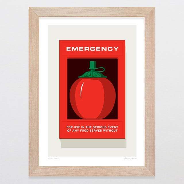 Glenn Jones Art Don't Panic Art Print Art Print A4 Print / Raw Oak Frame