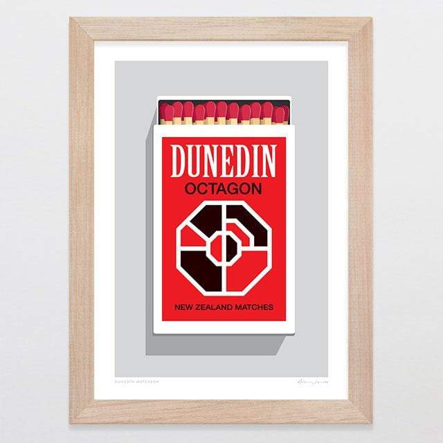Glenn Jones Art Dunedin Matchbox Art Print Art Print A4 Print / Raw Oak Frame