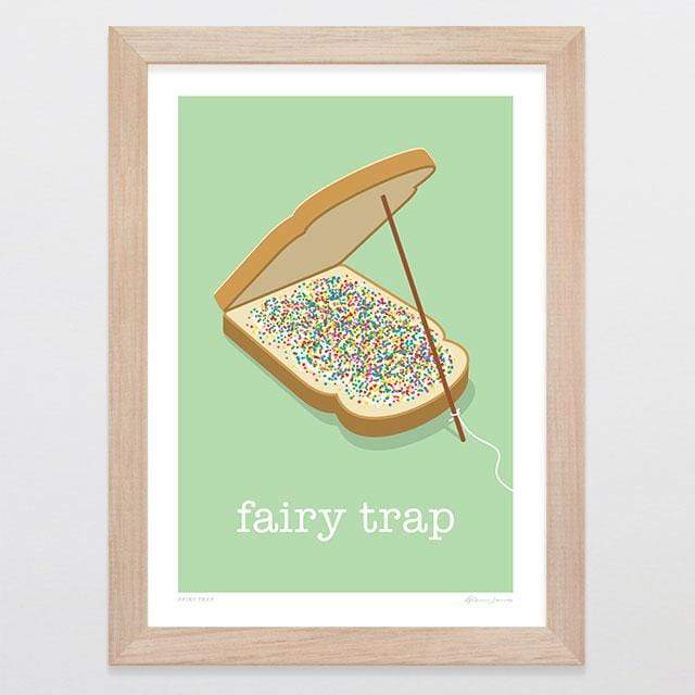 Glenn Jones Art Fairy Trap Art Print Art Print A4 Print / Raw Oak Frame