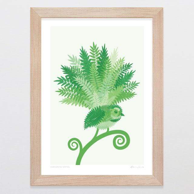 Glenn Jones Art Ferngrove Fantail Art Print Art Print A4 Print / Raw Oak Frame