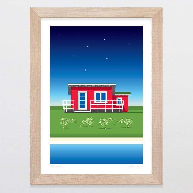 Glenn Jones Art Festive Bach Art Print Art Print A4 Print / Raw Oak Frame