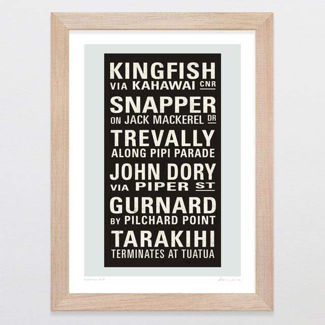 Glenn Jones Art Fishing Trip Art Print Art Print A4 Print / Raw Oak Frame