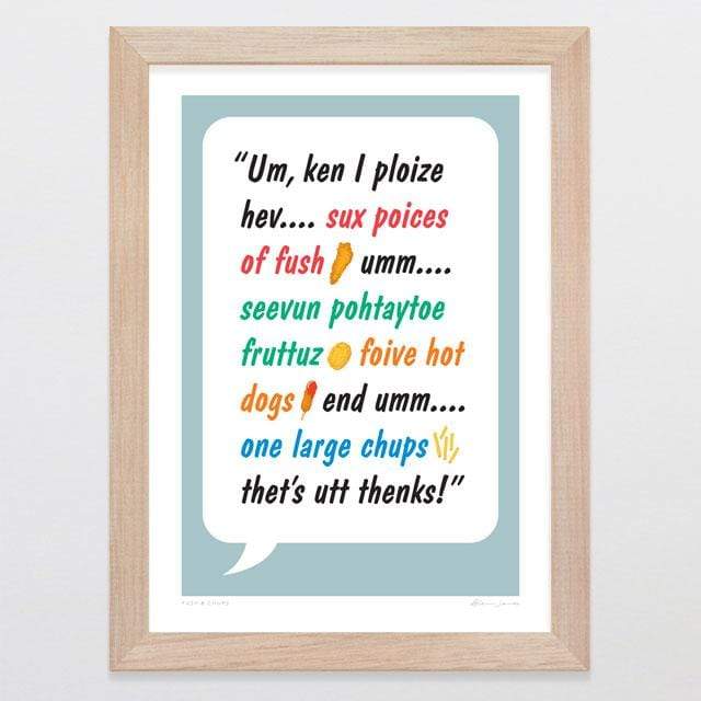 Glenn Jones Art Fush & Chups Art Print Art Print A4 Print / Raw Oak Frame