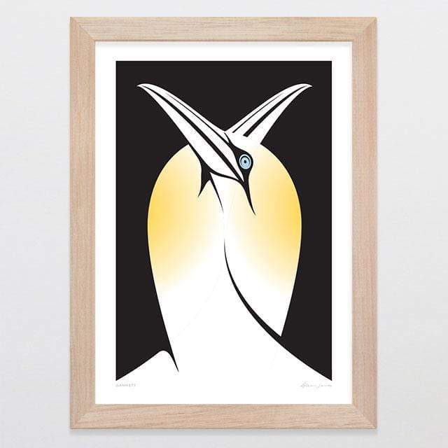 Glenn Jones Art Gannets Art Print Art Print A4 Print / Raw Oak Frame