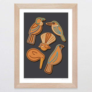 Glenn Jones Art Gingerbread Natives Art Print Art Print A4 Print / Raw Oak Frame