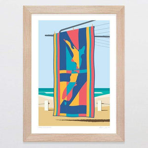 Glenn Jones Art Grab Your Towel Art Print Art Print A4 Print / Raw Oak Frame