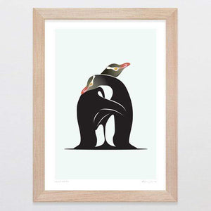 Glenn Jones Art Hello Hoiho Art Print Art Print A4 Print / Raw Oak Frame