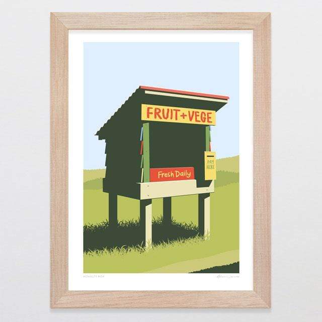 Glenn Jones Art Honesty Box Art Print Art Print A4 Print / Raw Oak Frame