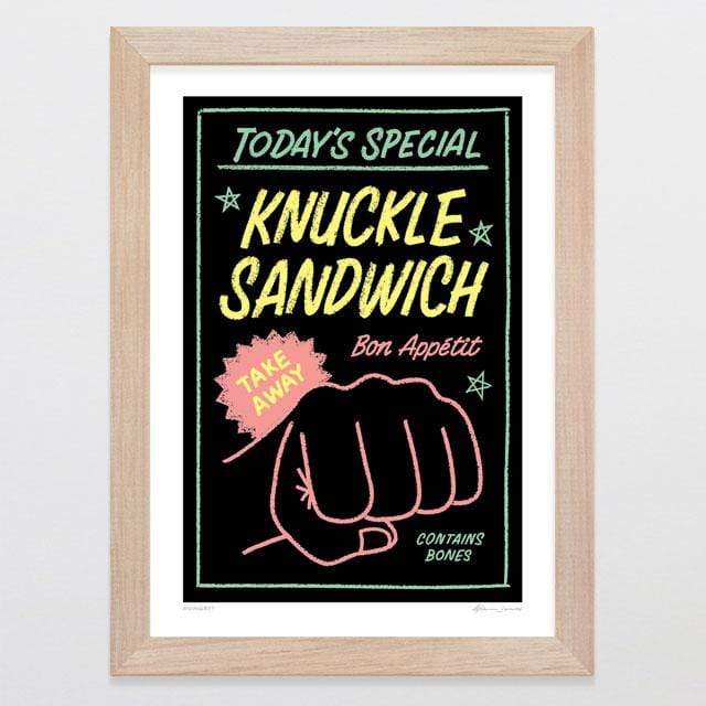 Glenn Jones Art Hungry? Art Print Art Print A4 Print / Raw Oak Frame