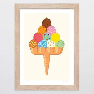 Glenn Jones Art Ice Cream Dream Art Print Art Print A4 Print / Raw Oak Frame