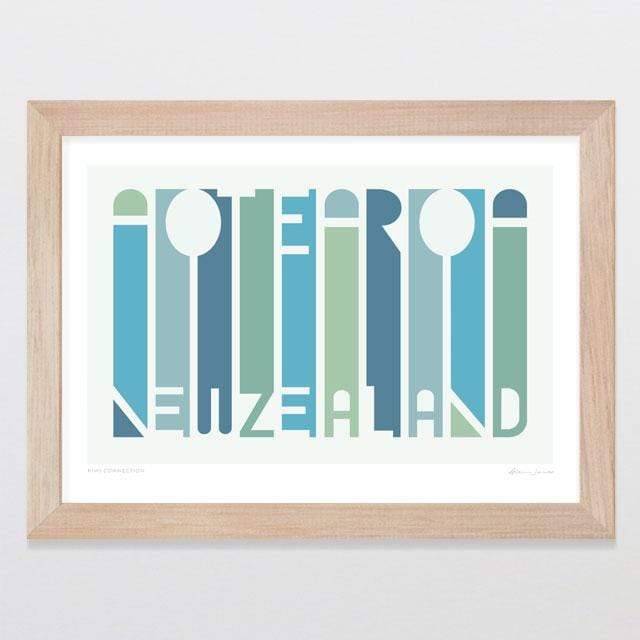 Glenn Jones Art Kiwi Connection Art Print Art Print A4 Print / Raw Oak Frame