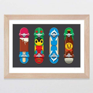 Glenn Jones Art Kiwiana Boards Art Print Art Print A4 Print / Raw Oak Frame