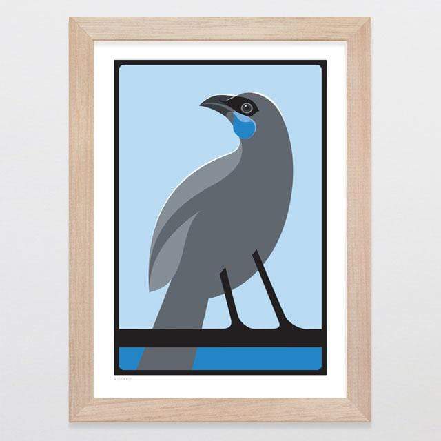 Glenn Jones Art Kokako Art Print Art Print A4 Print / Raw Oak Frame