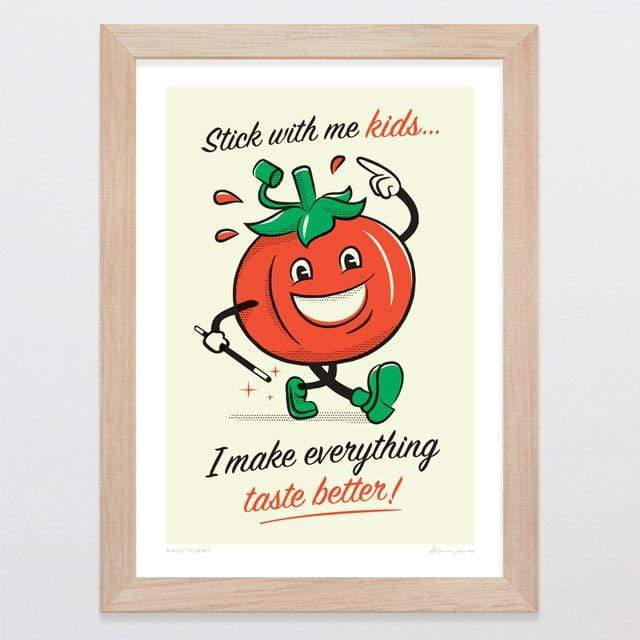 Glenn Jones Art Magic Tommy Art Print Art Print A4 Print / Raw Oak Frame