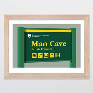 Glenn Jones Art Man Cave Art Print Art Print A4 Print / Raw Oak Frame