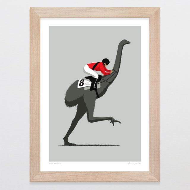 Glenn Jones Art Moa Racing Art Print Art Print A4 Print / Raw Oak Frame