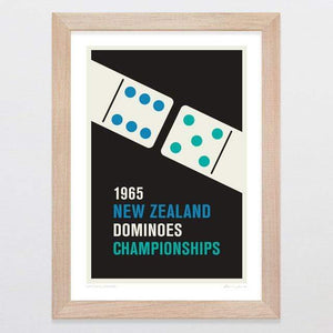 Glenn Jones Art National Champs 1 - Dominoes Art Print Art Print A4 Print / Raw Oak Frame