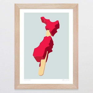 Glenn Jones Art NZ On A Stick Art Print Art Print A4 Print / Raw Oak Frame