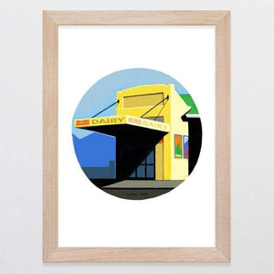 Glenn Jones Art Old Dairy Art Print Art Print A4 Print / Raw Oak Frame