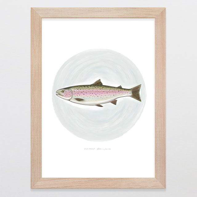 Glenn Jones Art Old Trout Art Print Art Print A4 Print / Raw Oak Frame