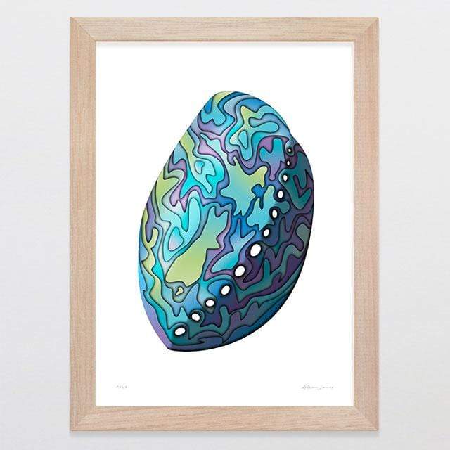 Glenn Jones Art Paua Art Print Art Print A4 Print / Raw Oak Frame