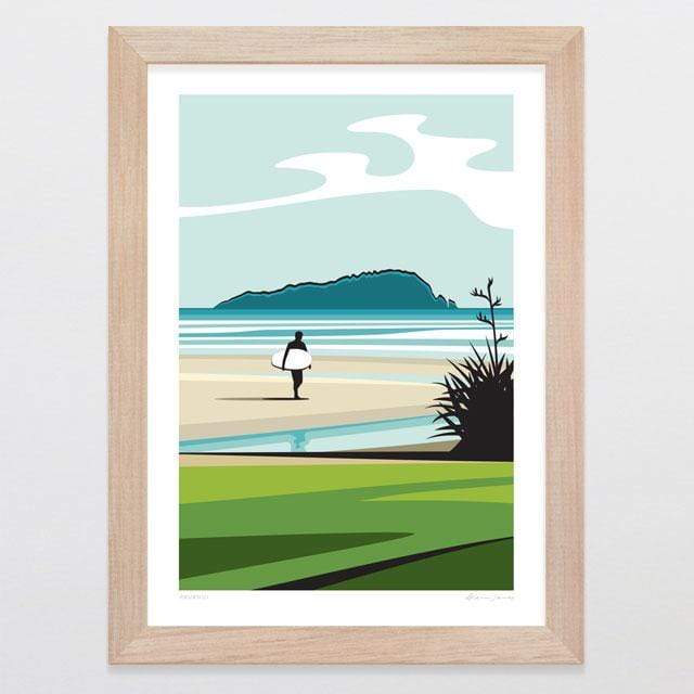 Glenn Jones Art Pauanui Art Print Art Print A4 Print / Raw Oak Frame