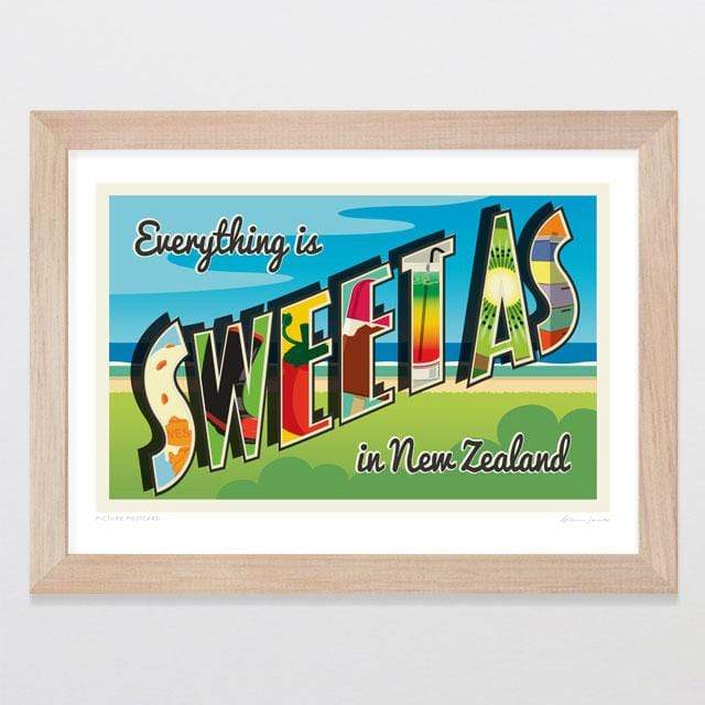 Glenn Jones Art Picture Postcard Art Print Art Print A4 Print / Raw Oak Frame