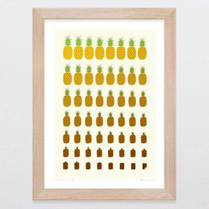 Glenn Jones Art Pineapple To Lump Art Print Art Print A4 Print / Raw Oak Frame