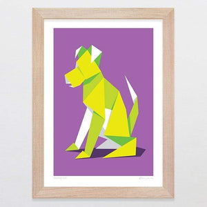 Glenn Jones Art Pleated Pup Art Print Art Print A4 Print / Raw Oak Frame