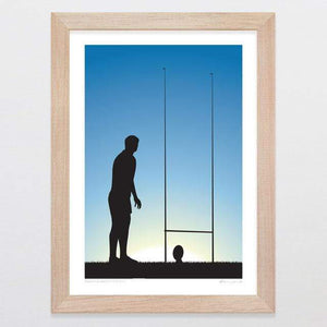 Glenn Jones Art Practice Makes Perfect - Rugby Art Print Art Print A4 Print / Raw Oak Frame
