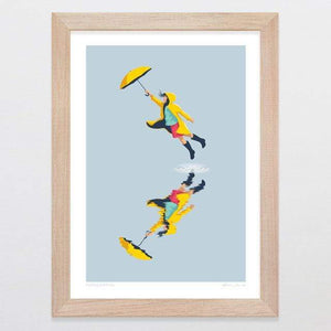 Glenn Jones Art Puddle Jumping Art Print Art Print A4 Print / Raw Oak Frame