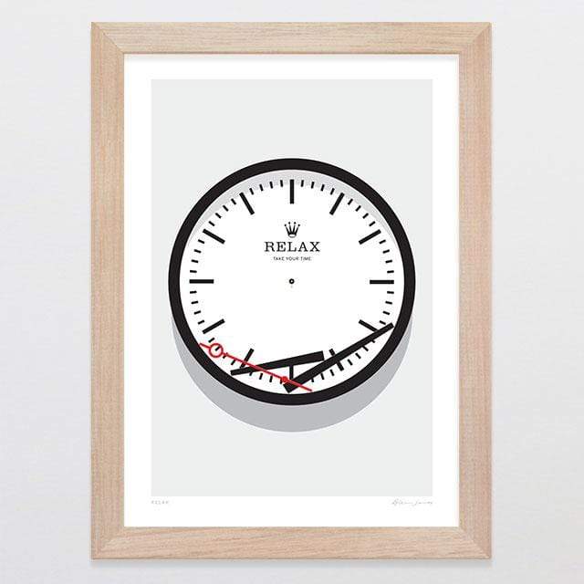Glenn Jones Art Relax Art Print Art Print A4 Print / Raw Oak Frame