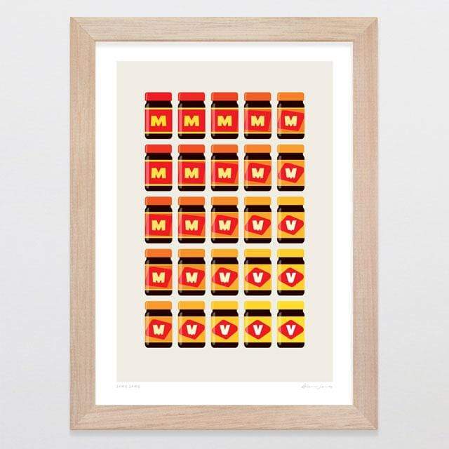 Glenn Jones Art Same Same Art Print Art Print A4 Print / Raw Oak Frame