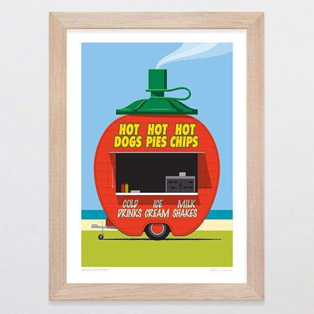 Glenn Jones Art Sauce With That Art Print Art Print A4 Print / Raw Oak Frame