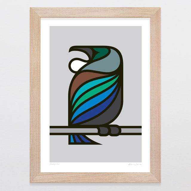 Glenn Jones Art Simply Tui Art Print Art Print A4 Print / Raw Oak Frame