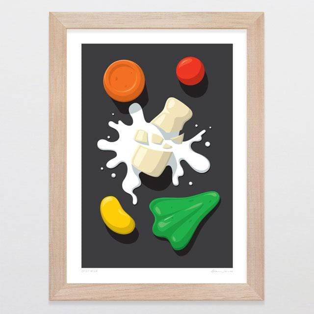 Glenn Jones Art Spilt Milk Art Print Art Print A4 Print / Raw Oak Frame
