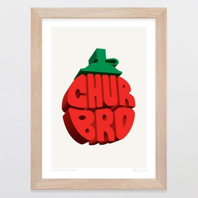 Glenn Jones Art Straight From The Sauce Art Print Art Print A4 Print / Raw Oak Frame