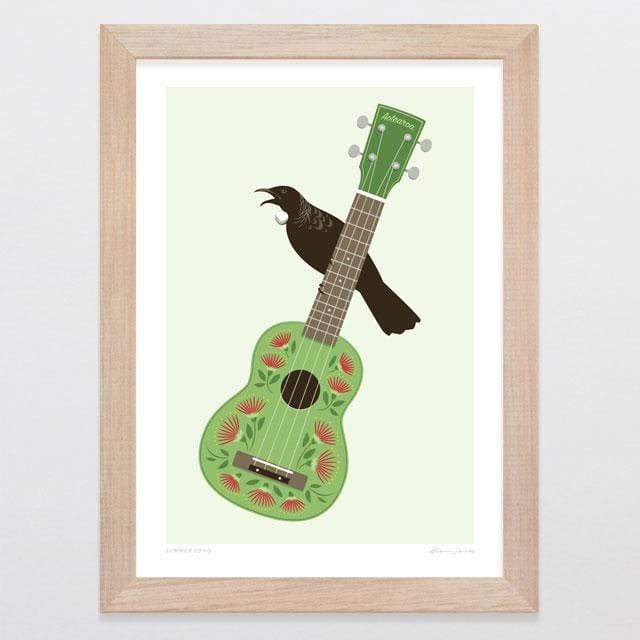 Glenn Jones Art Summer Song Art Print Art Print A4 Print / Raw Oak Frame