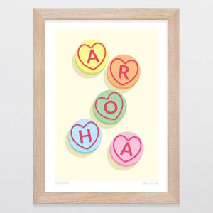 Glenn Jones Art Sweethearts Art Print Art Print A4 Print / Raw Oak Frame