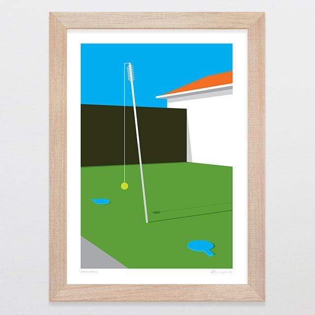 Glenn Jones Art Swingball Art Print Art Print A4 Print / Raw Oak Frame
