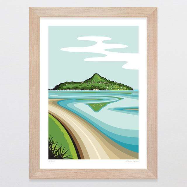 Glenn Jones Art Tairua Art Print Art Print A4 Print / Raw Oak Frame