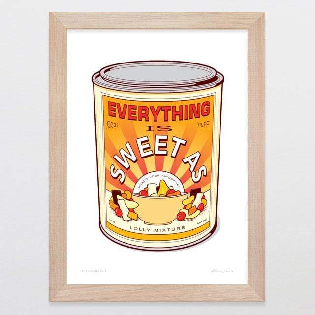 Glenn Jones Art The Good Stuff Art Print Art Print A4 Print / Raw Oak Frame