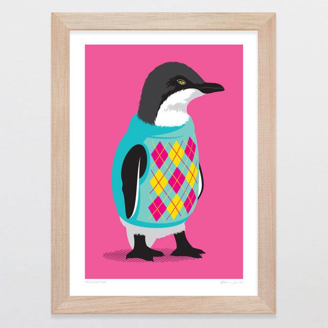 Glenn Jones Art Trendsetter Pink Art Print Art Print A4 Print / Raw Oak Frame