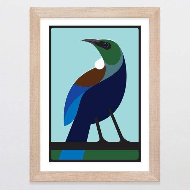 Glenn Jones Art Tui Art Print Art Print A4 Print / Raw Oak Frame