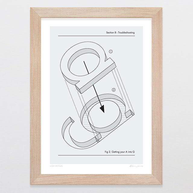 Glenn Jones Art User Manual Art Print Art Print A4 Print / Raw Oak Frame
