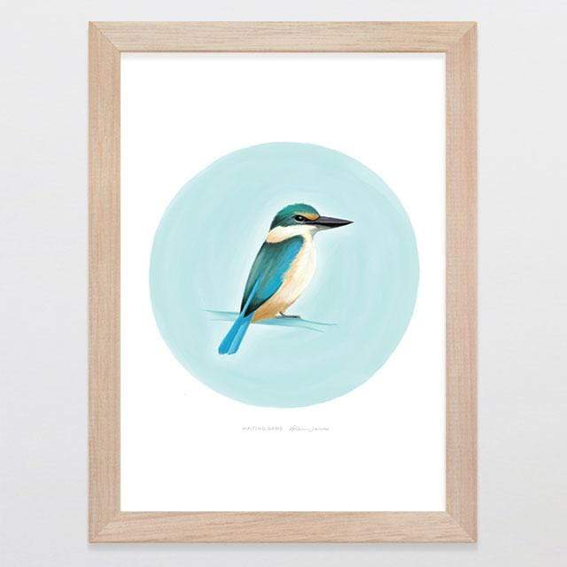 Glenn Jones Art Waiting Game Art Print Art Print A4 Print / Raw Oak Frame