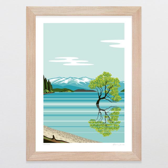 Glenn Jones Art Wanaka Art Print Art Print A4 Print / Raw Oak Frame