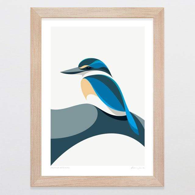 Glenn Jones Art Weather Watching Art Print Art Print A4 Print / Raw Oak Frame